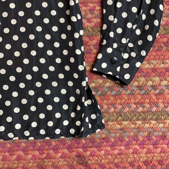 VINTAGE POLKA DOT SILK LONG SLEEVE BUTTON UP BLOUSE - Picture 3 of 4